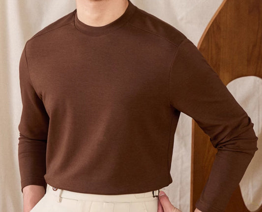 T-Shirt aus Baumwollmischung mit weicher Haptik und langen Ärmeln