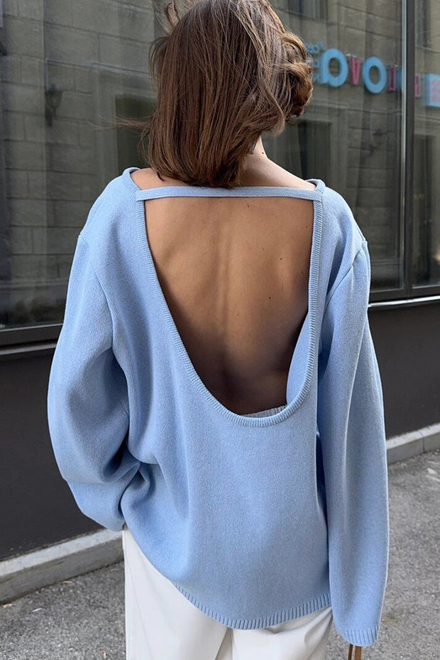 Versteckter Open-Back-Lazy-Pullover im modernen Stil
