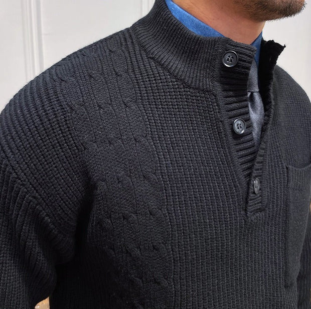 Pullover mit Zopfmuster und Rippstruktur