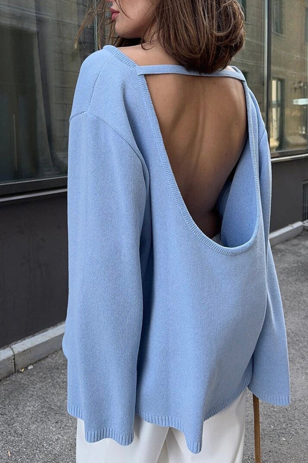 Versteckter Open-Back-Lazy-Pullover im modernen Stil