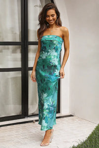 Miya Langes Kleid - Grüner Aufdruck