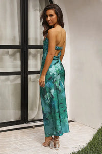Miya Langes Kleid - Grüner Aufdruck