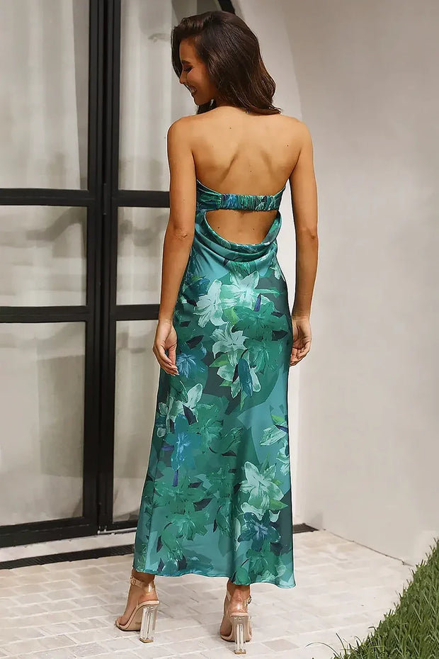 Miya Langes Kleid - Grüner Aufdruck