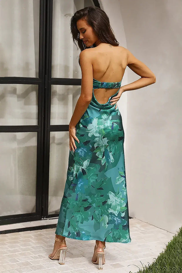 Miya Langes Kleid - Grüner Aufdruck