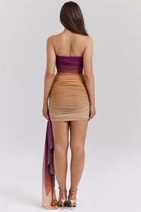 Gradient Traum Trägerloses Netzstoff figurbetont Kleid