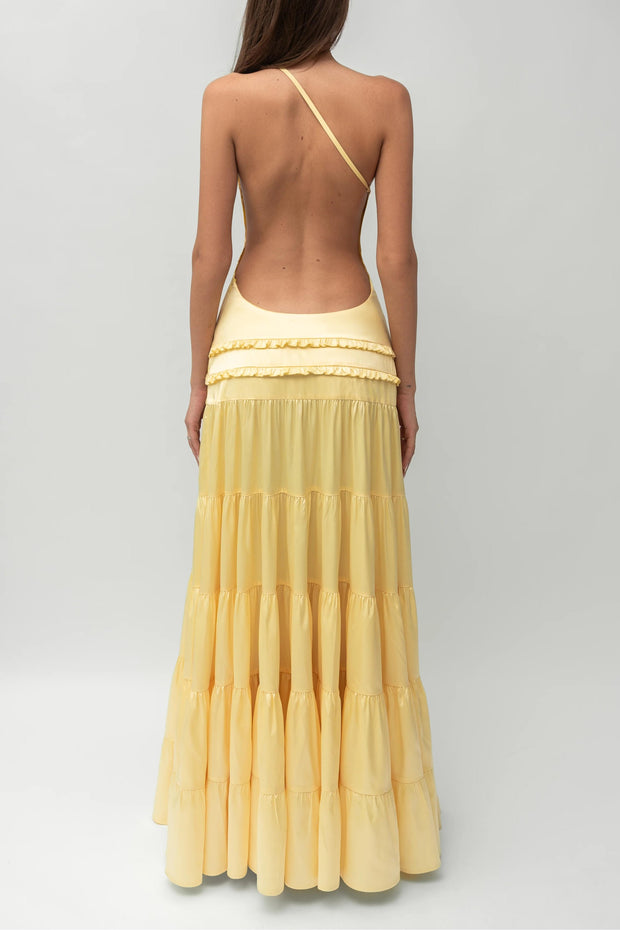 Athena Rückenfreies Langes Kleid mit Falten