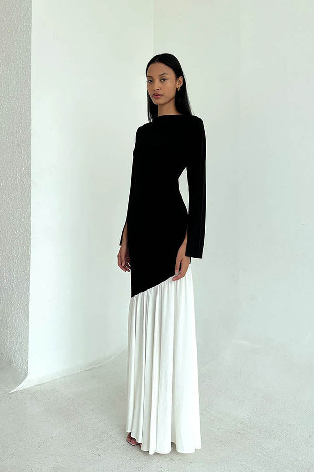 Modisches Farbblock-Midikleid mit tailliertem figurbetont-Schnitt