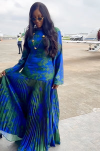 Tropical Wave Plissiertes Langes Kleid