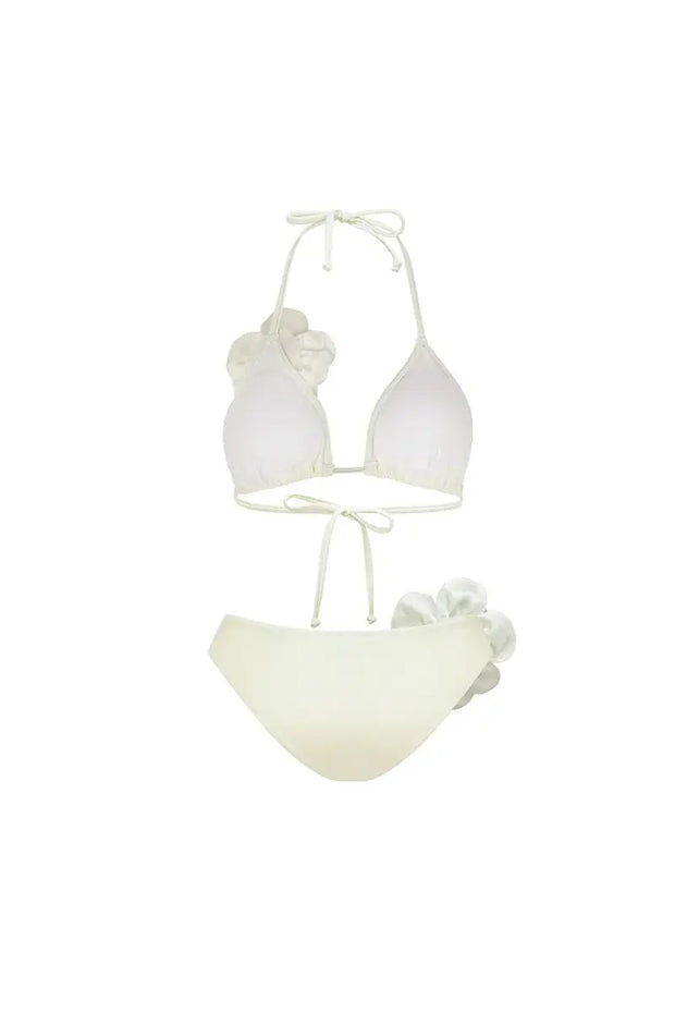 Neckholder 3D Blumenmuster Bikini-Set