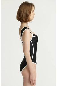 Farbblock Badeanzug im koreanischen Sweetheart-Stil