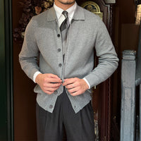 Strickcardigan mit Hemdkragen und Knopfleiste