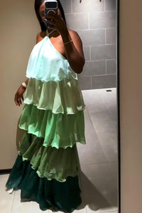 Ombre gestuftes Maxikleid mit Neckholder