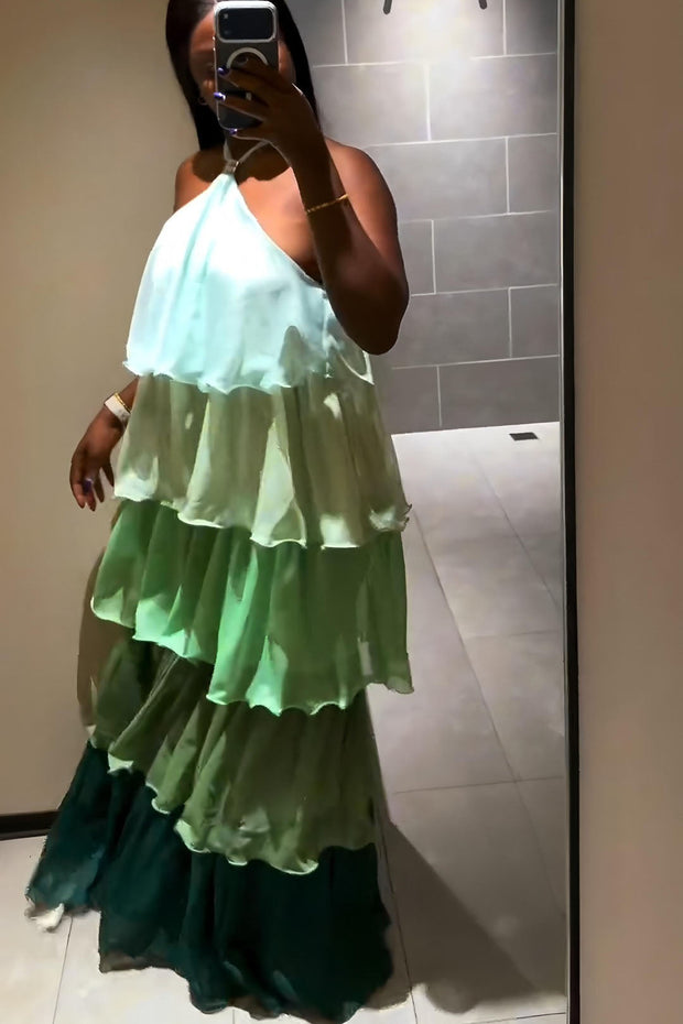Ombre gestuftes Maxikleid mit Neckholder
