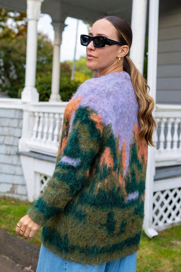 Kunstinspirierte Cardigan aus Strick