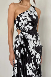 Laken Langes Kleid - Schwarz/Weiß geblümt