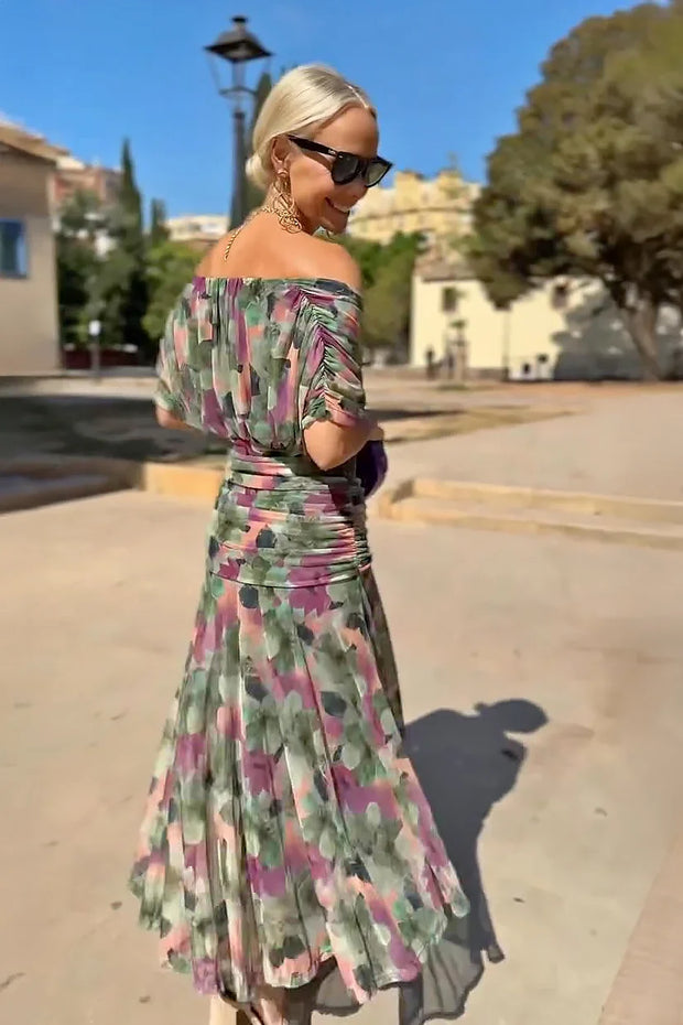 Schokoladenfarbiges Tüll-Langes Kleid