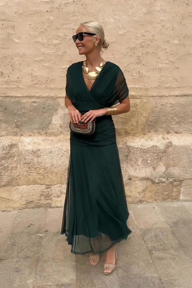 Schokoladenfarbiges Tüll-Langes Kleid