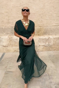 Schokoladenfarbiges Tüll-Langes Kleid
