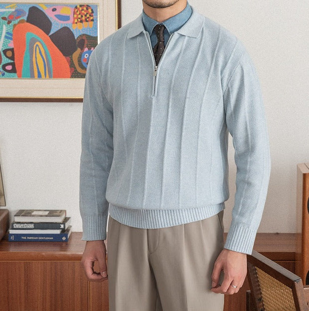 Pullover mit kurzem Reißverschluss und Faltenstruktur