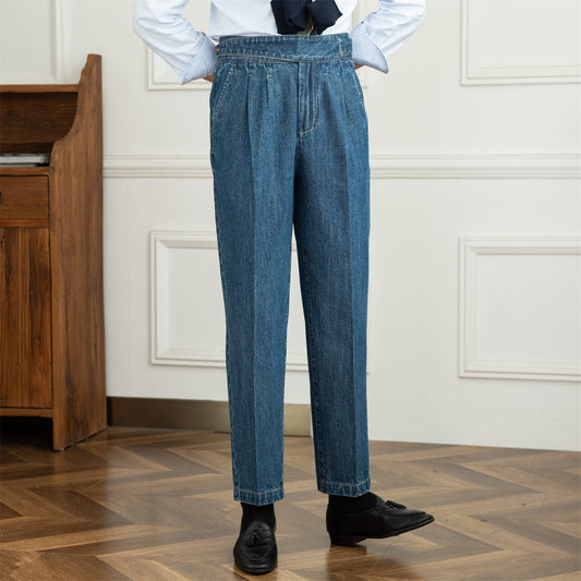 Hose aus Baumwolle und Denim mit Gurkha-Bund