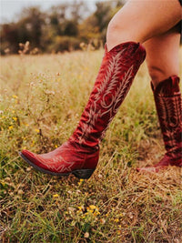 Vintage Western Cowboy bestickte kniehohe Stiefel im modernen Stil