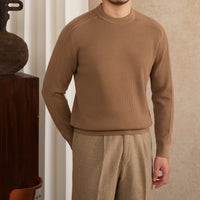 Pullover aus Wollmischung mit Rippstruktur und langen Ärmeln