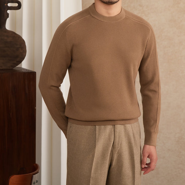 Pullover aus Wollmischung mit Rippstruktur und langen Ärmeln