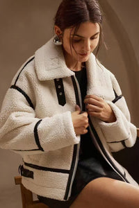 Moto Lammfelljacke im modernen Stil