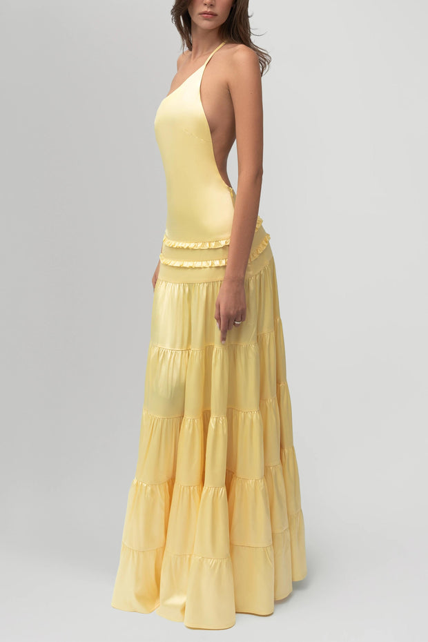 Athena Rückenfreies Langes Kleid mit Falten