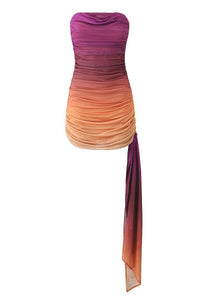 Gradient Traum Trägerloses Netzstoff figurbetont Kleid