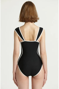 Farbblock Badeanzug im koreanischen Sweetheart-Stil