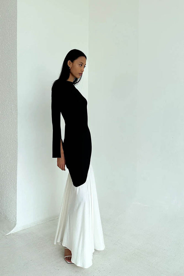 Modisches Farbblock-Midikleid mit tailliertem figurbetont-Schnitt