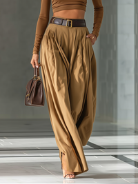 Set aus braunem Blended-Oberteil und weitem Hosenbein