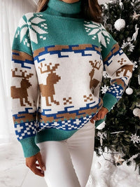 Pullover aus Strick mit gesticktem Rentier- und Schneeflockenmuster