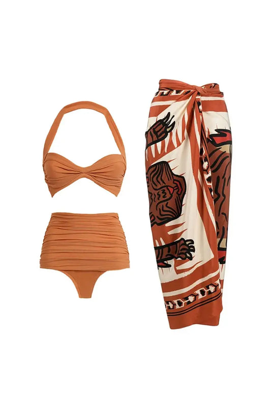 Träger Netzflecht Vintage Bikini-Set im modernen Stil