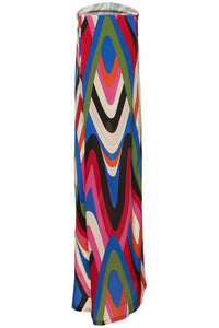 Trägerloses Langes Kleid mit Seitenschlitz und Moiré-Muster