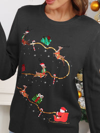 Süßer weihnachtlicher Pullover aus Strick mit Rentier-Stickerei
