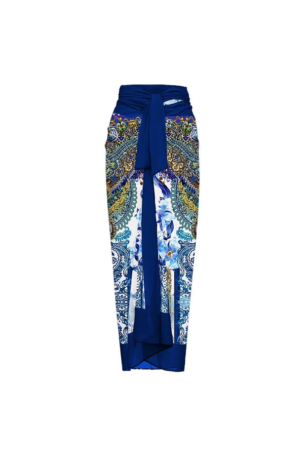 Blauer 3D-Blumenverzierter Badeanzug im modernen Stil