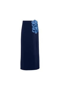 Blauer 3D-Blumen trägerloser Badeanzug im modernen Stil