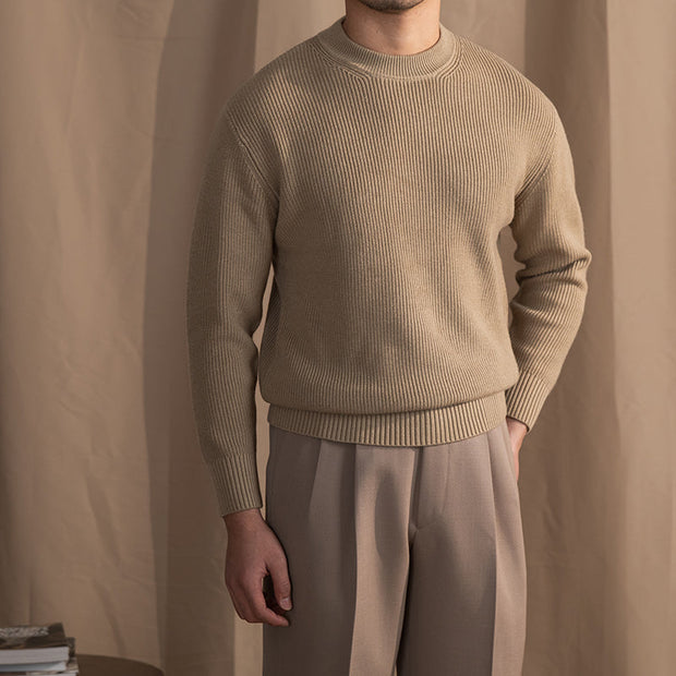 Pullover aus Wollmischung mit Rippstruktur