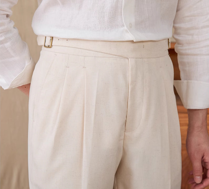 Bermudas aus Leinenmischung mit Bundfalten