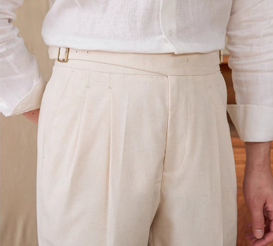 Bermudas aus Leinenmischung mit Bundfalten