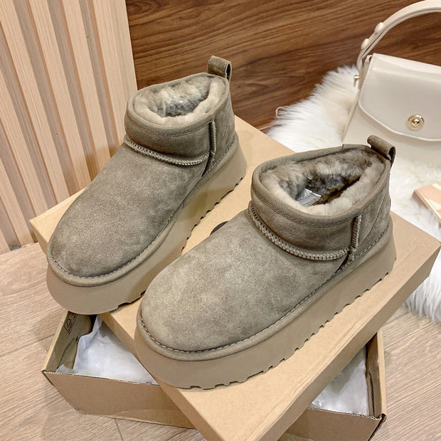 Damen-Winterstiefel aus Wildleder mit dicker Sohle - Helena