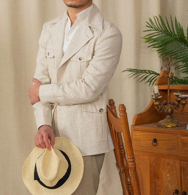 Jacke aus Leinen mit Safari-Details