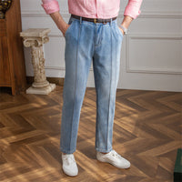 Hose aus Denim mit einzelner Bundfalte