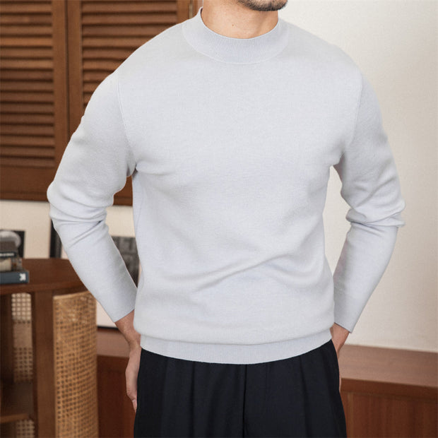 Pullover aus Wollmischung mit Stehkragen und schmalem Schnitt