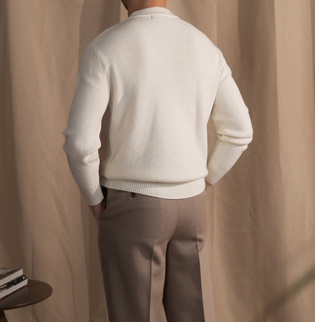 Pullover aus Wollmischung mit Rippstruktur