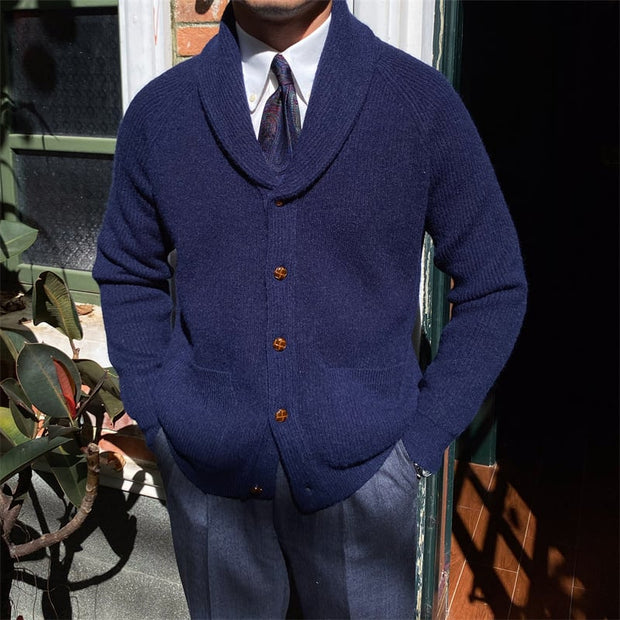 Elegante Herrenstrickjacke mit klassischem Revers - Davide