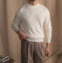 Pullover aus Wollmischung mit Rippstruktur
