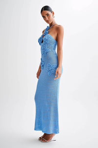 Beverly – Gehäkeltes Langes Kleid mit Blumenapplikation